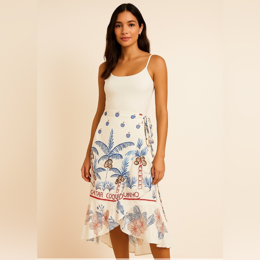FARM Rio “Vai Catar Coquinho” Tropical Wrap Skirt – Size P (Small)